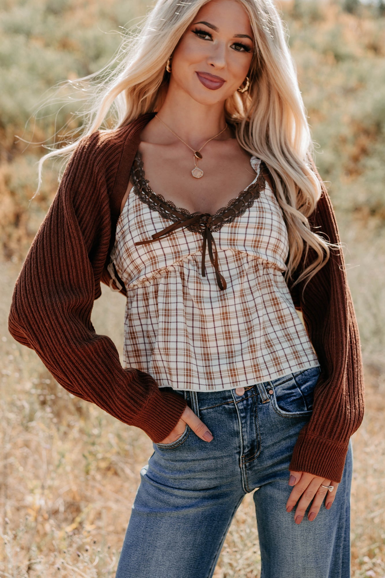 Toasted Coconut Season Bolero Shrug Cardigan (Chestnut)