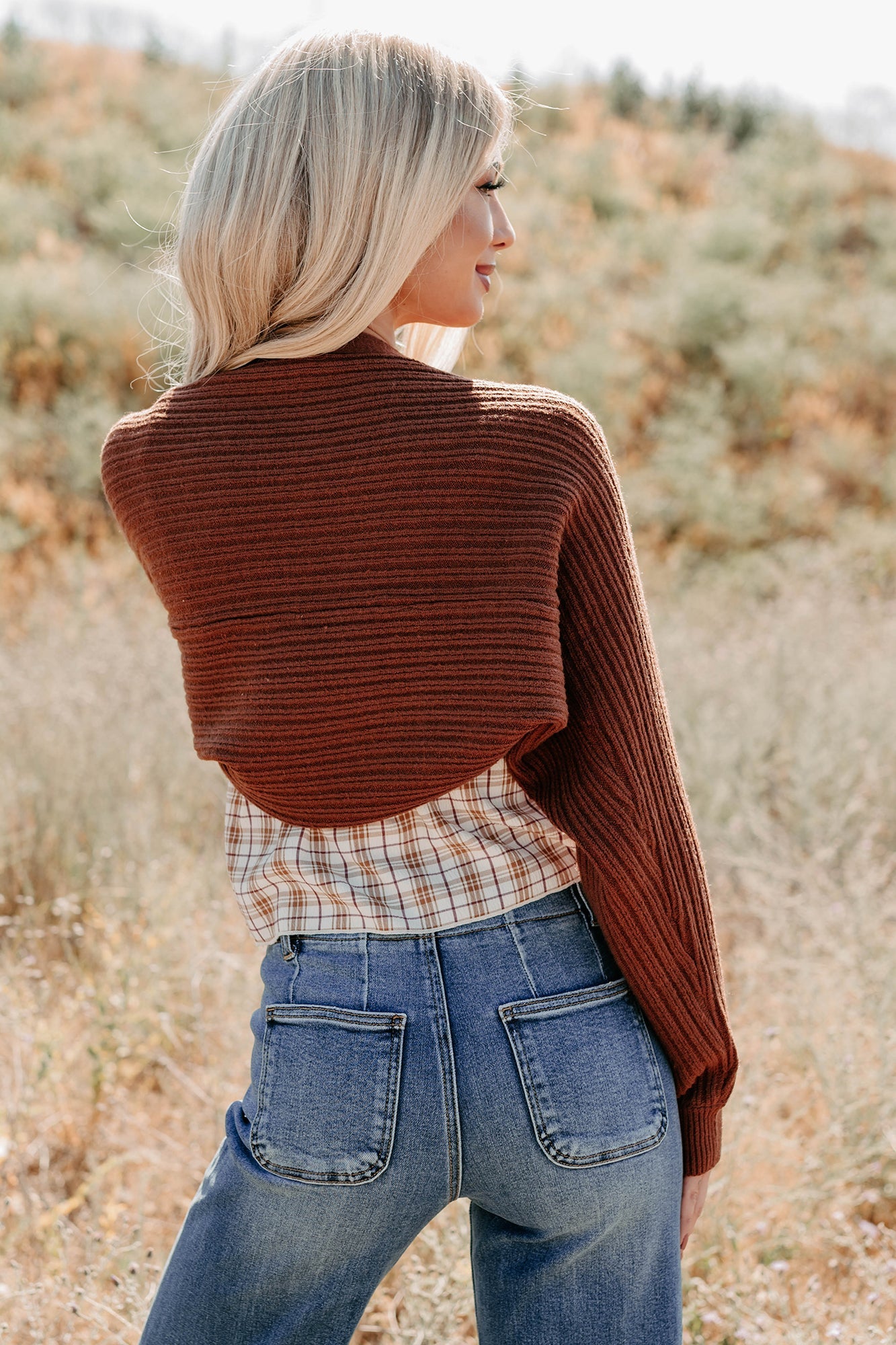 Toasted Coconut Season Bolero Shrug Cardigan (Chestnut)