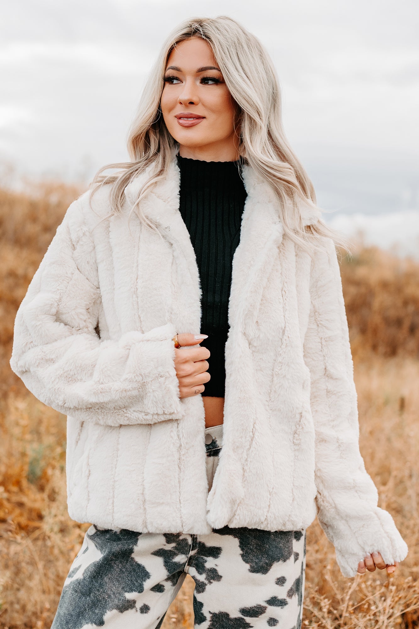 Snuggle Bug Faux Fur Jacket (Ivory)