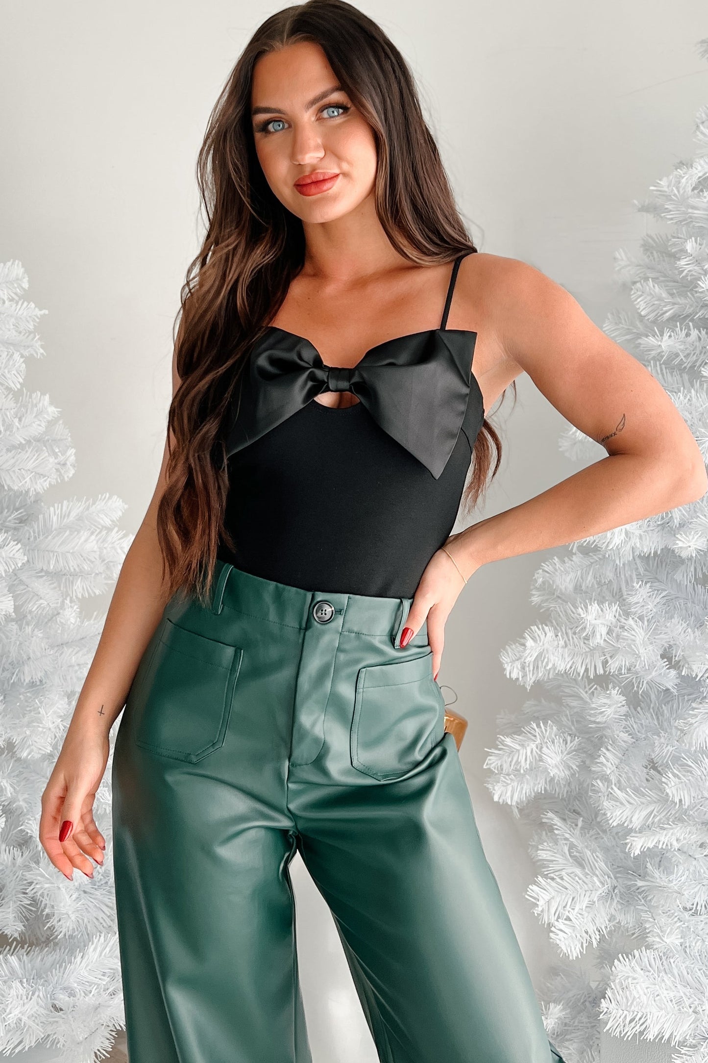The World Awaits Bow Detail Bodysuit (Black)