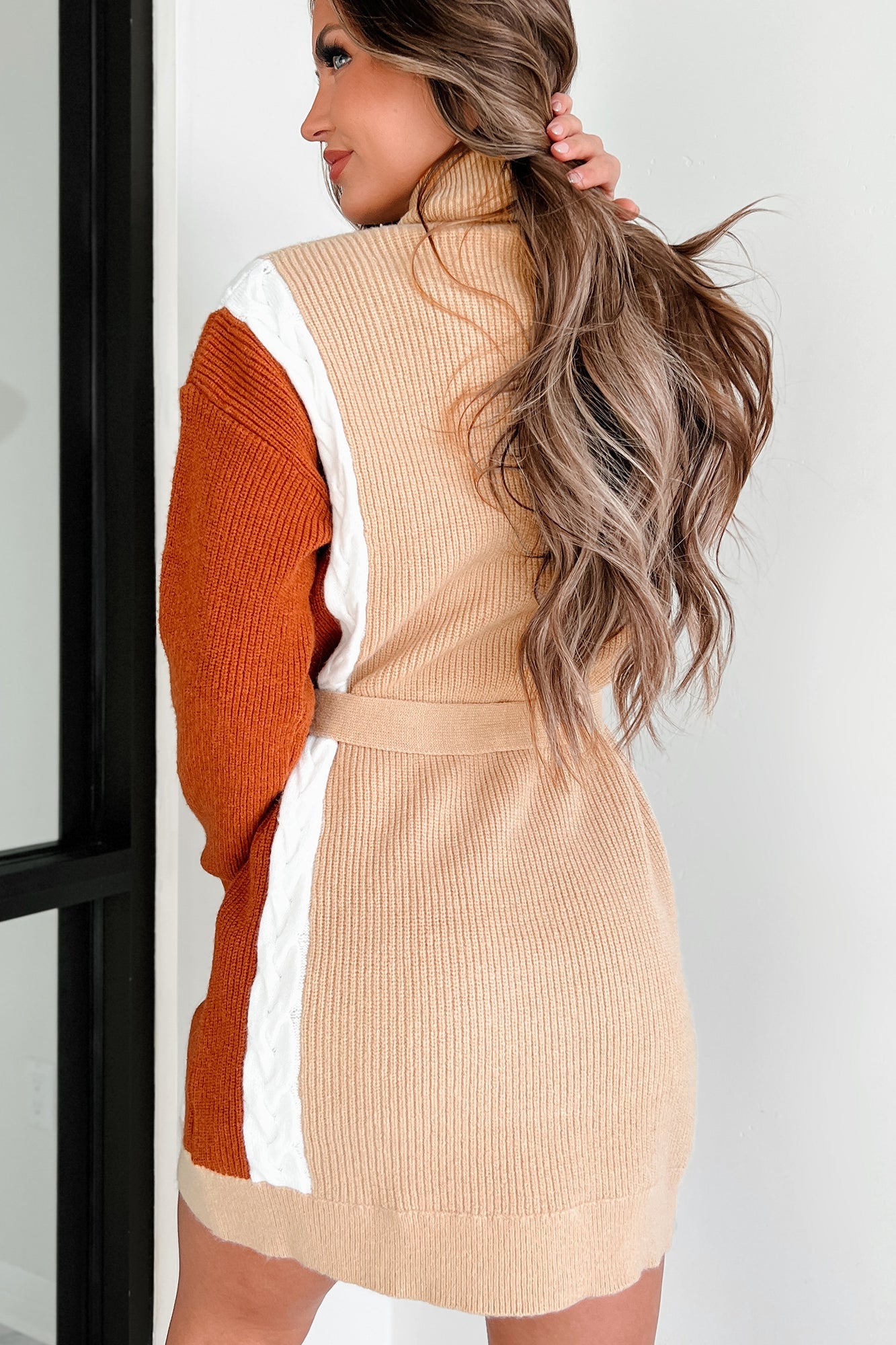 Slope City Turtleneck Sweater Dress (Oatmeal Multi)