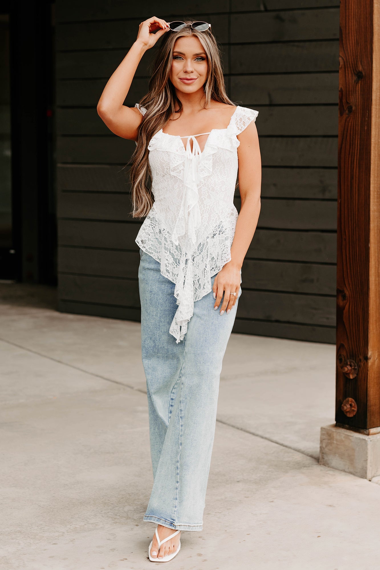 Soft Serenade Ruffle Lace Top (Off White)