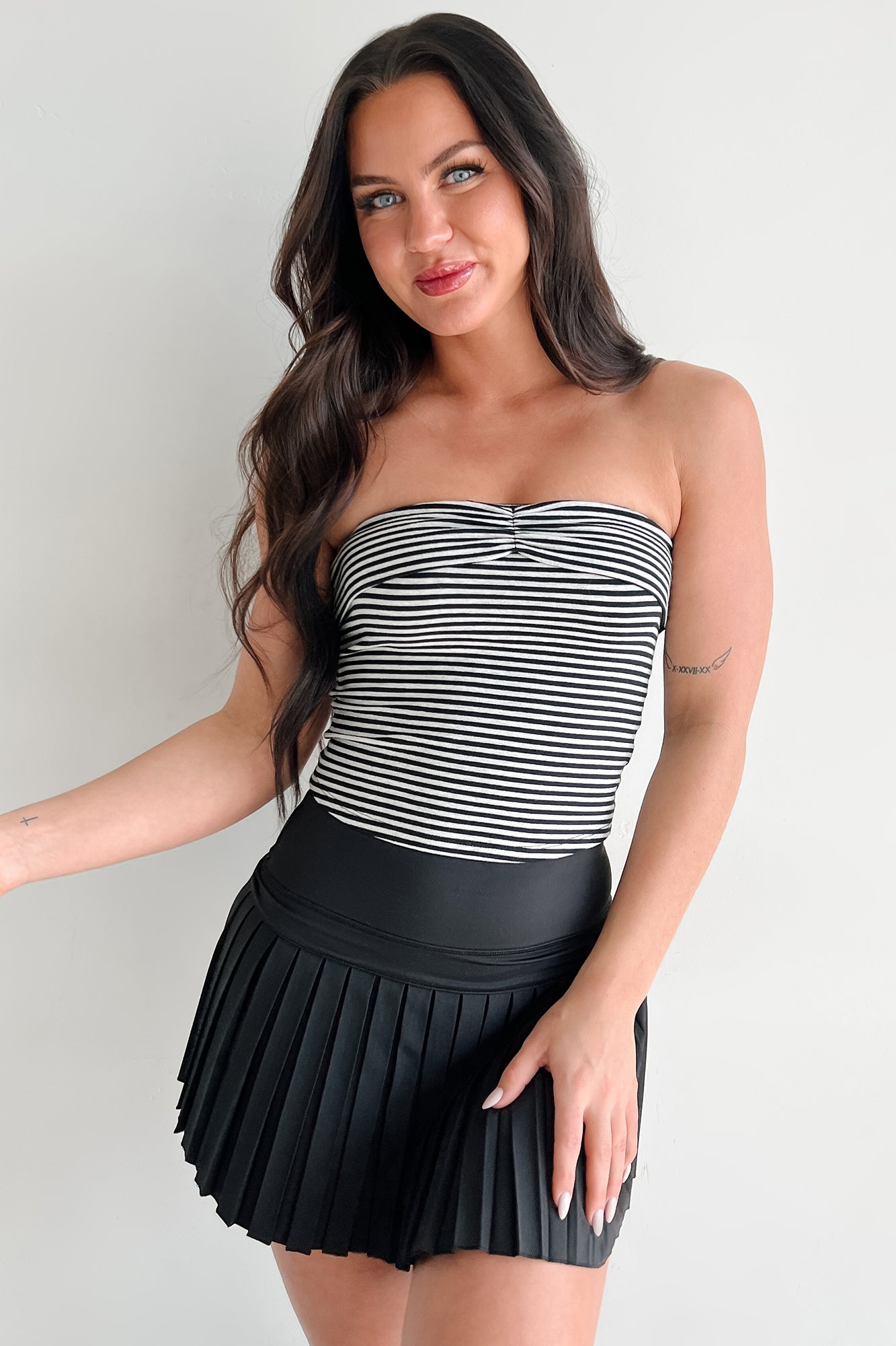 Weekend Vibes Striped Tube Top (Black/Grey)