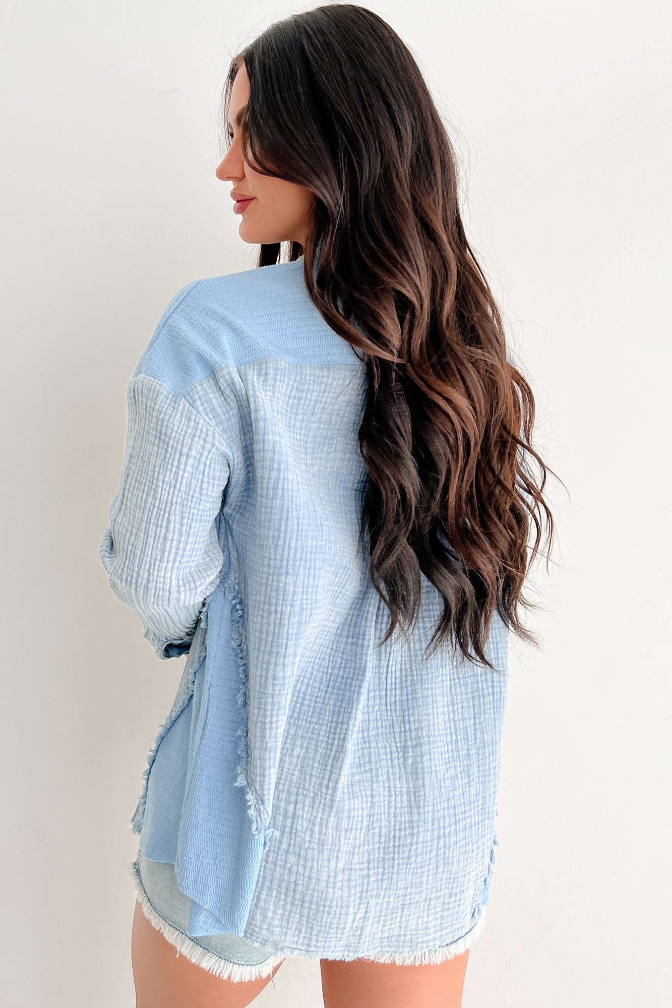 Winning Big Oversized Gauze Shacket (Denim)
