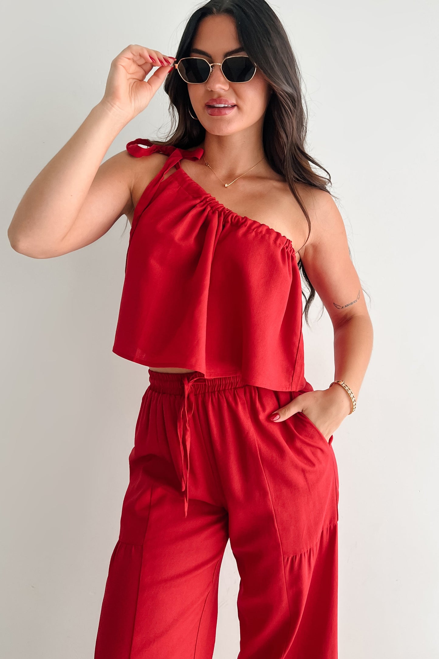 Too Saucy One Shoulder Top (Red)