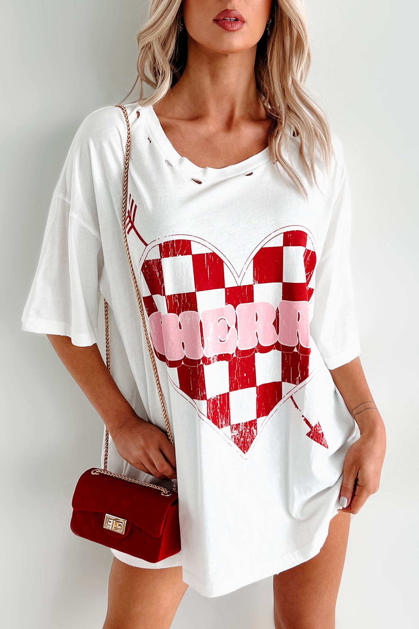 Unexpected Feelings Checker Heart Graphic Tee (Ivory)