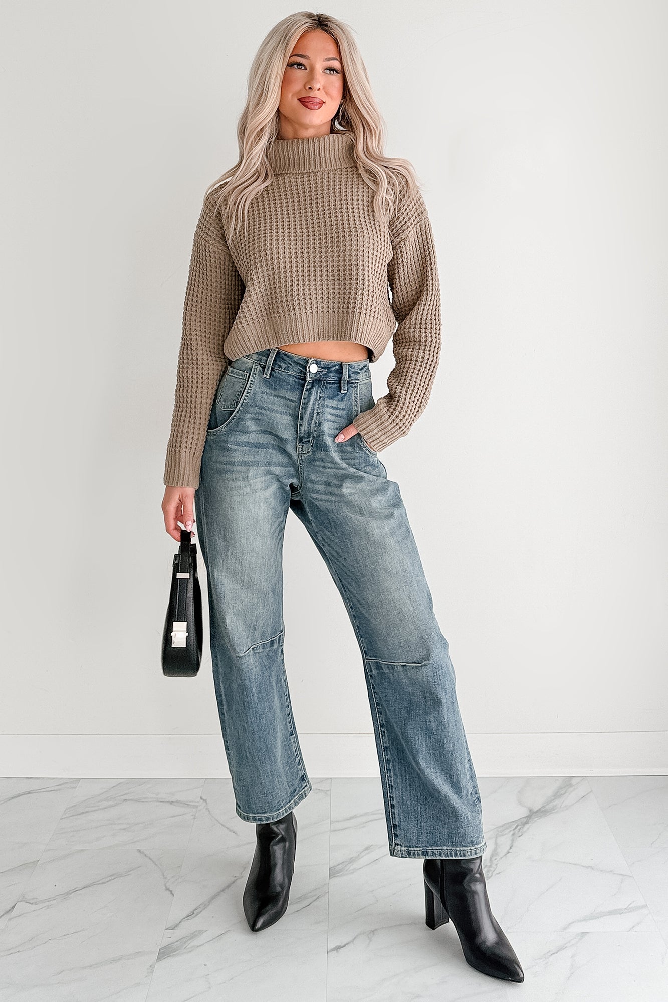 Willy Super High Rise Mica Denim Barrel Jeans (Medium Vintage)