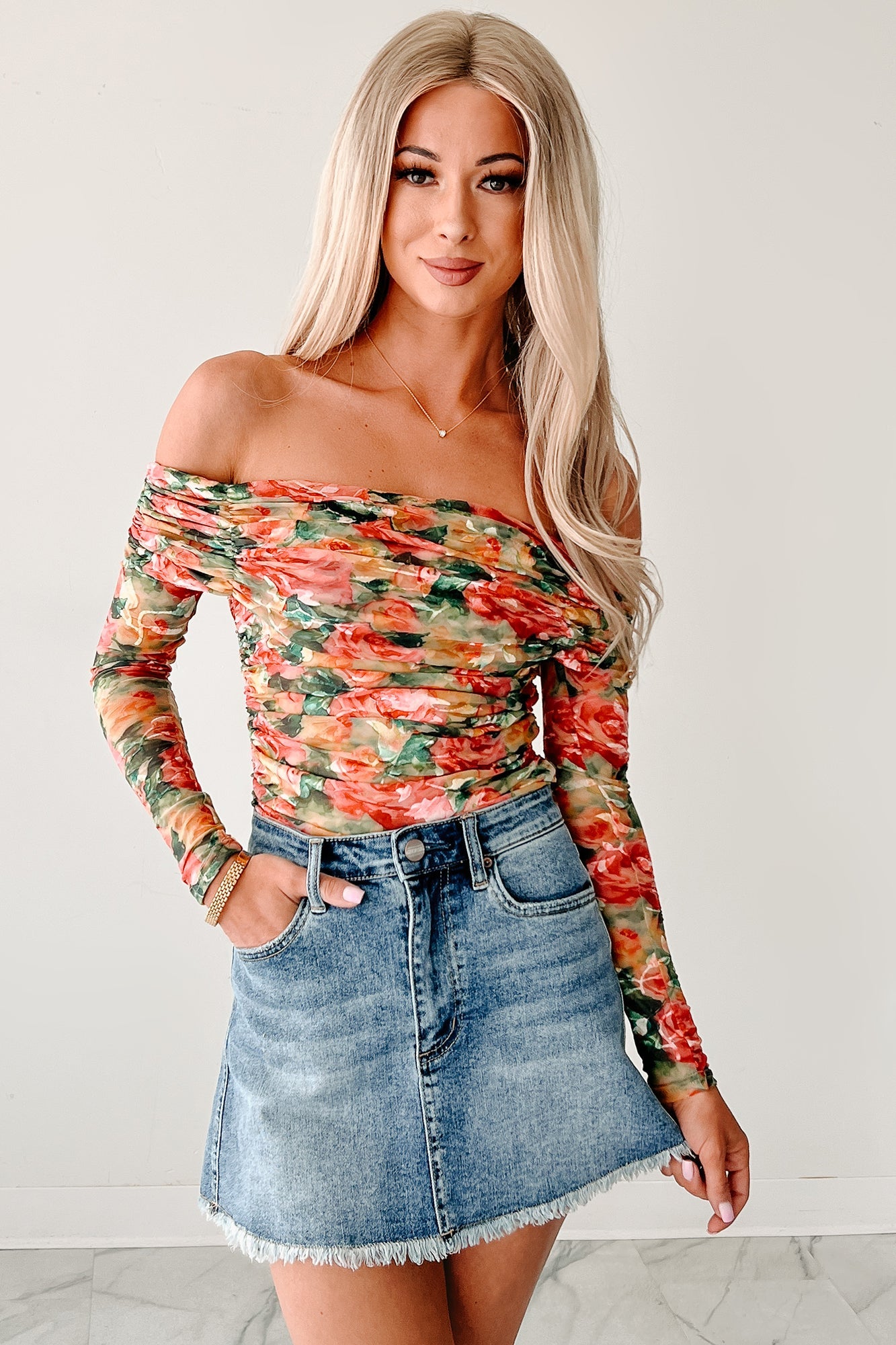 Live In Color Off The Shoulder Floral Top (Multi)