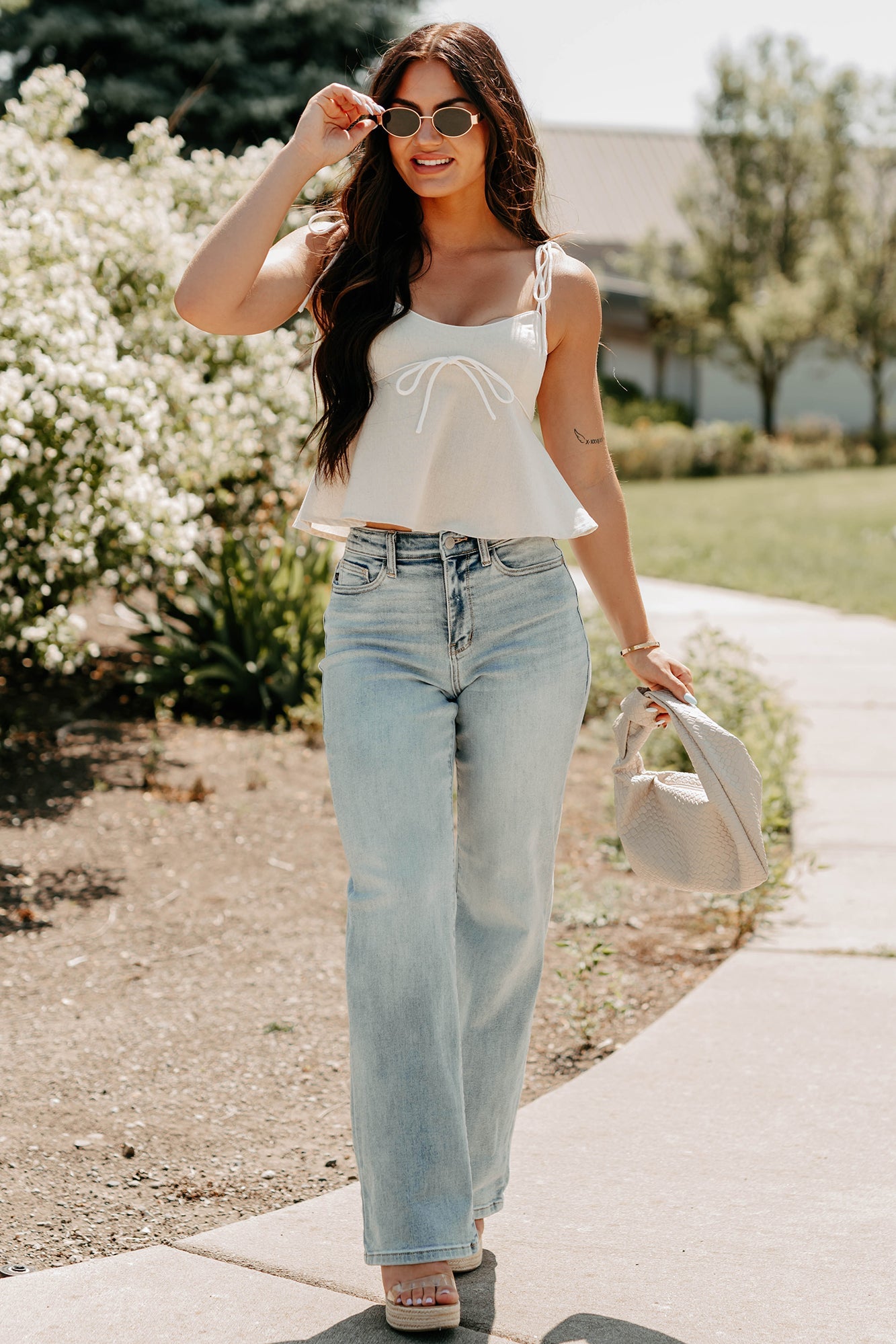 The Air I Breathe Linen Shoulder Tie Tank Top (Natural)